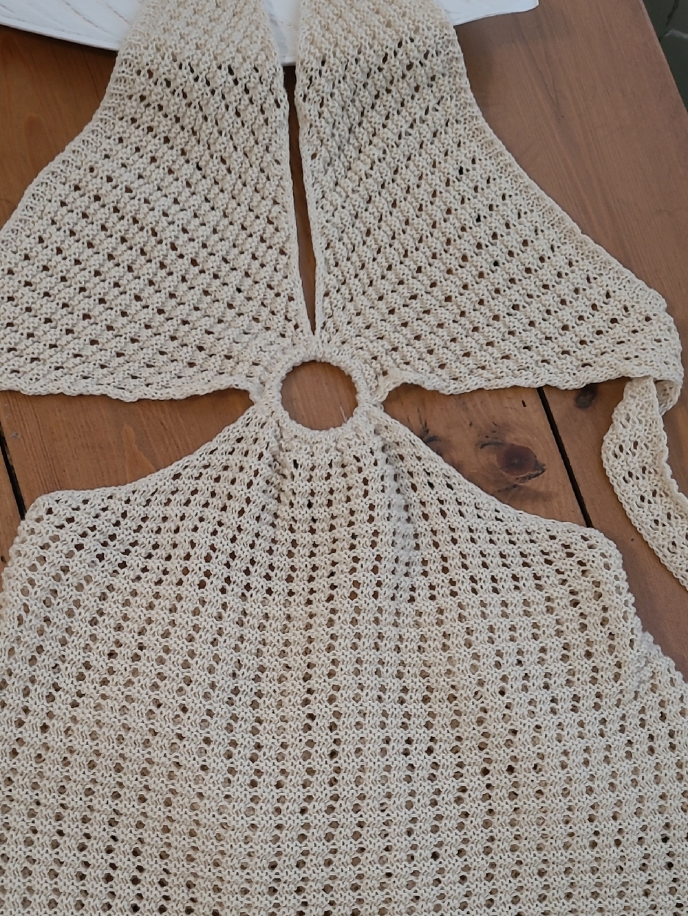 Light Tan Crochet Beach Cover Up - Picture 3 of 6